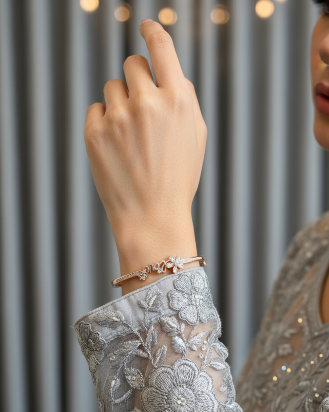 Rose Gold Textured Bead Bracelet