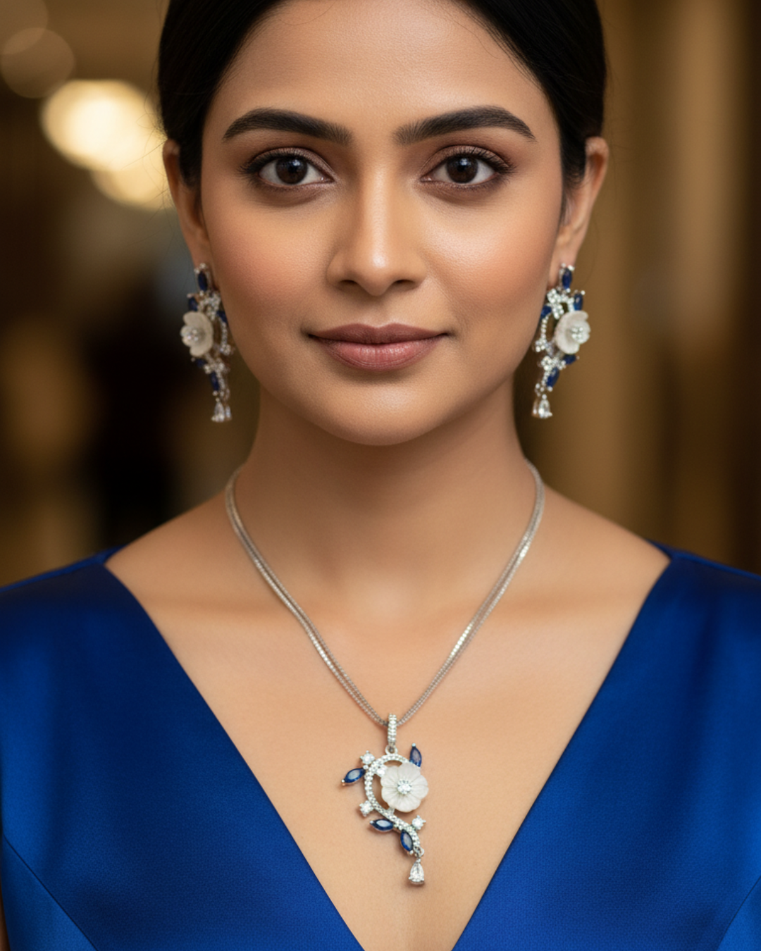 Sapphire Stem Pearl Set