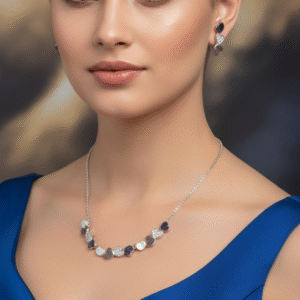 Midnight Heart Silver Necklace Set