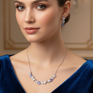 Lavender Petal Sparkle Necklace Set