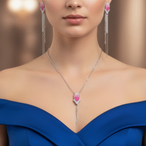 Rose Crystal Drop Necklace Set