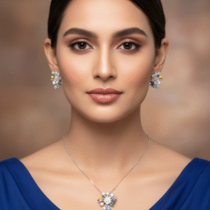 Rainbow Bloom Crystal Necklace Set