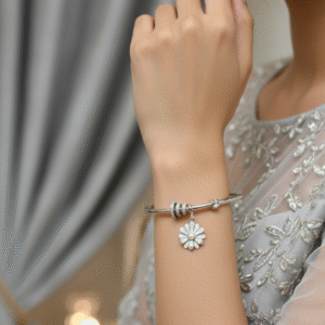 Floral Radiance Silver Bracelet