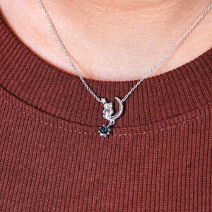 Owl on Moon silver necklace