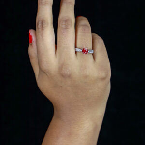 Scarlet Flame Solitaire Ring