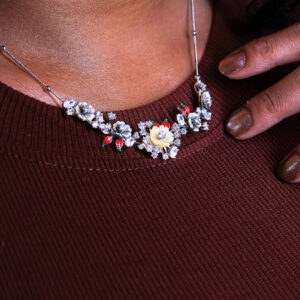 Intricate crystaline petal necklace