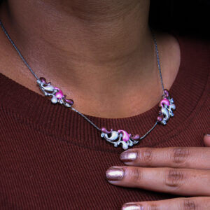 pink and white delicate necklace