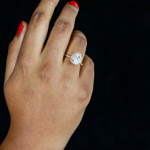 Pear Halo Sparkle Ring