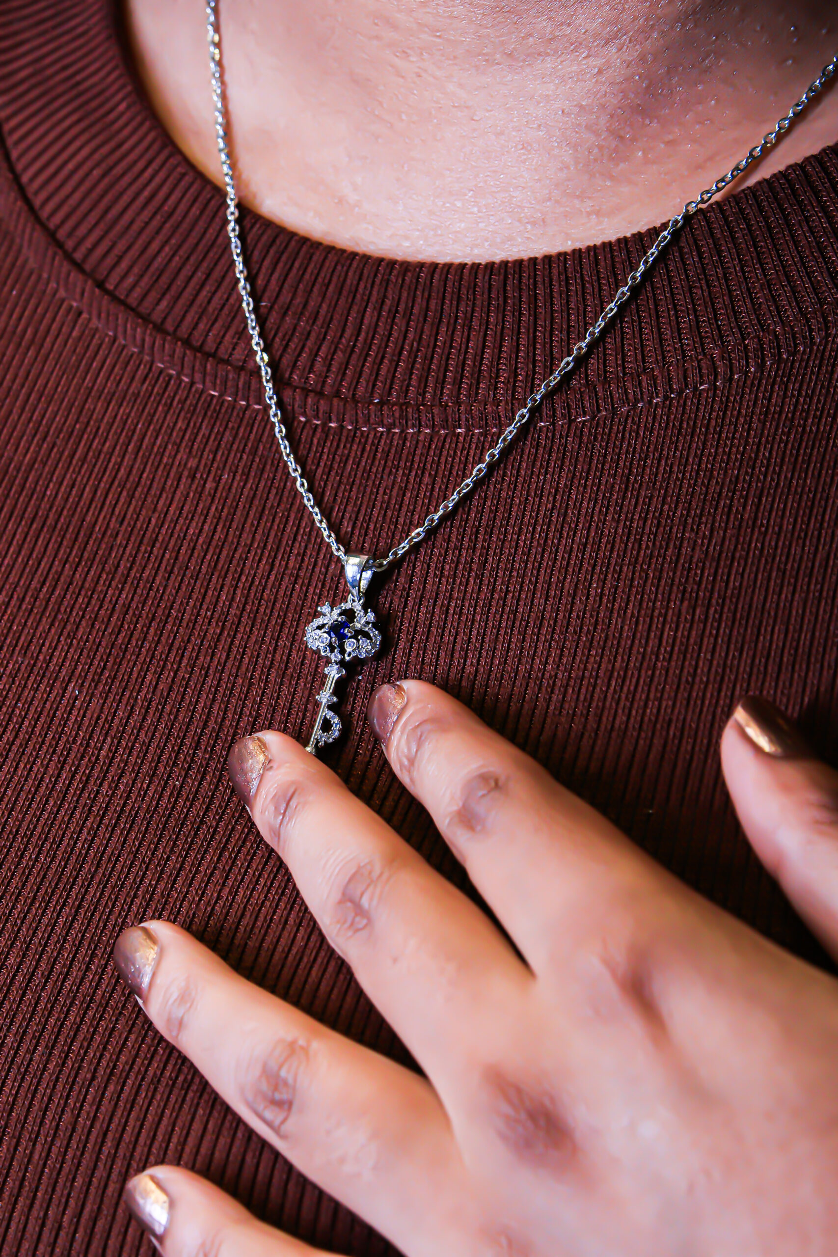 vintage key shape pendent chain