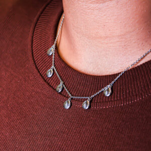 Dainty silver disk charm necklace