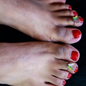 Emerald Leaf Dance Toe Rings