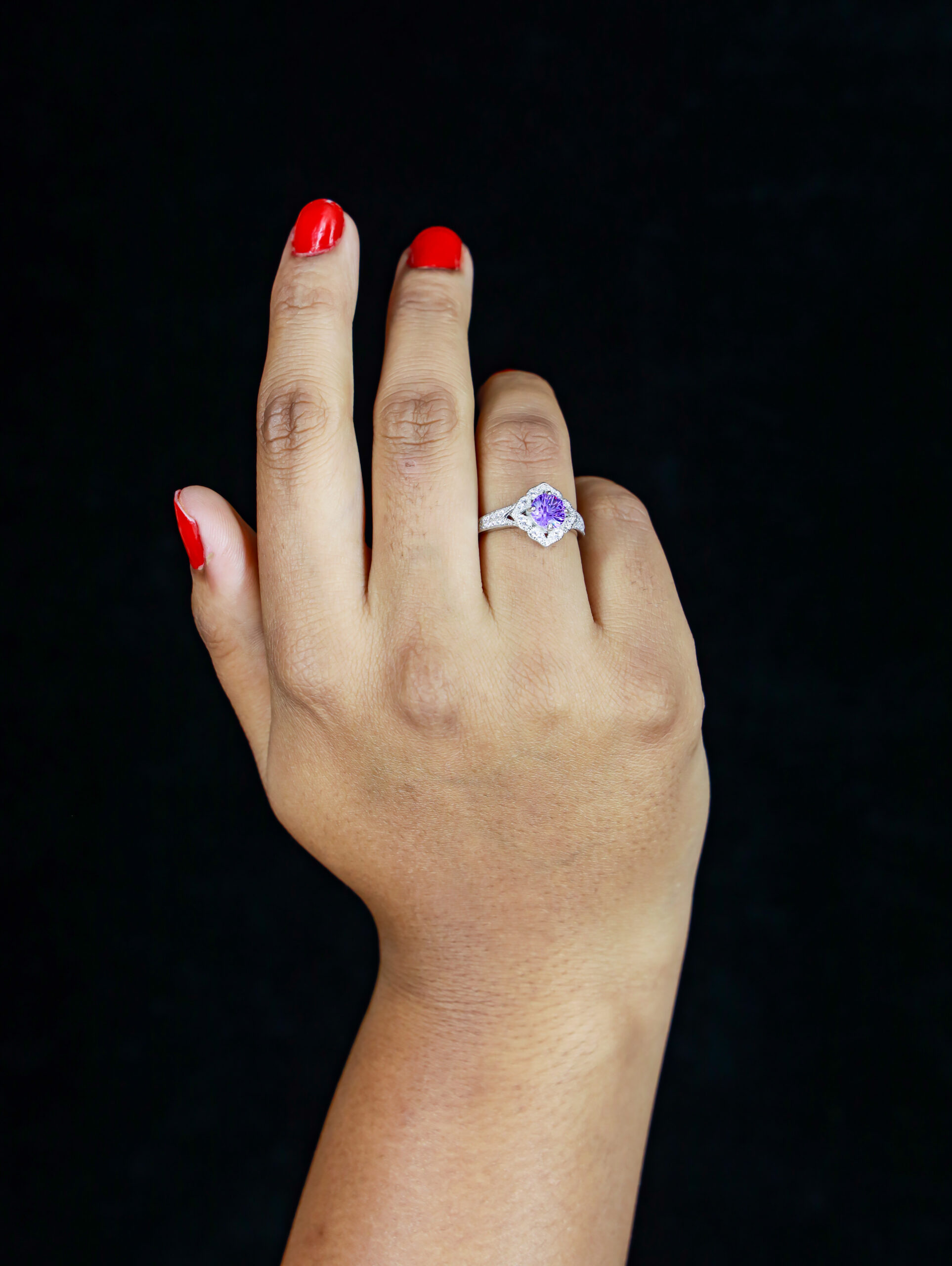 Amethyst Royal Halo Ring