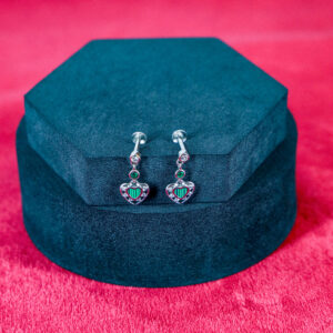 Green Enamel Heart Drops