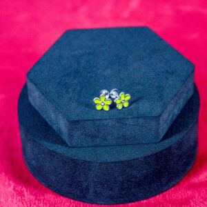 Lime Green Flower Studs