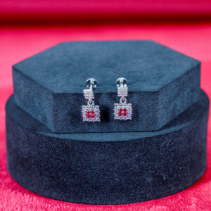 Ruby Square Drop Studs