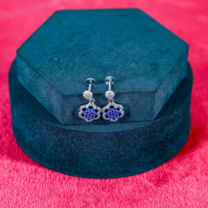 Blue Floral Drop Studs