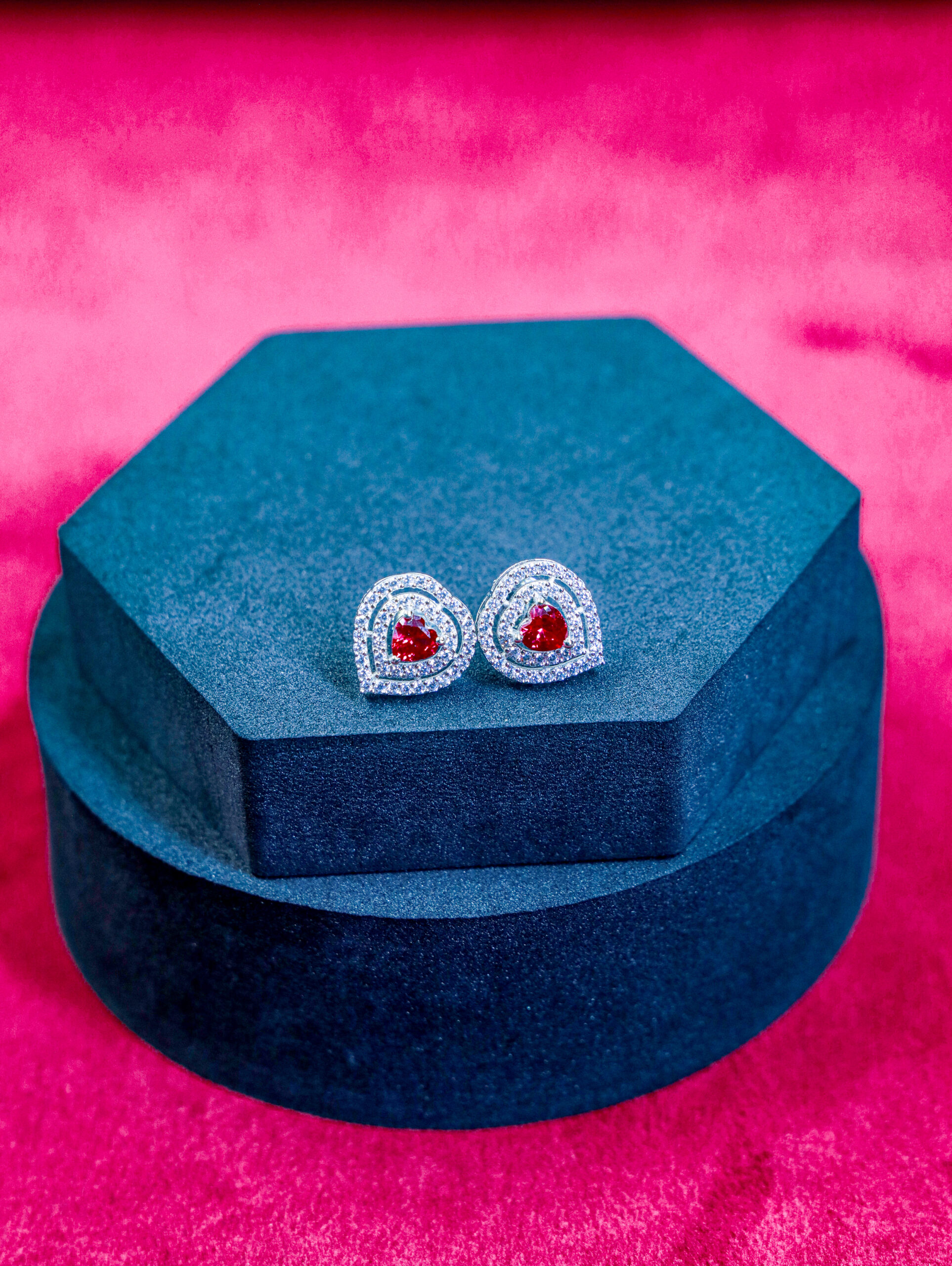 Crimson Cube Studs