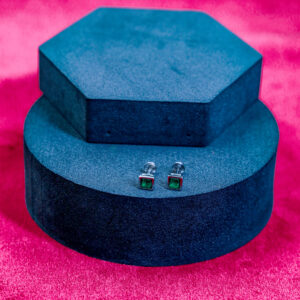 Emerald Cube Minimalist Studs