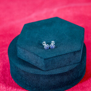 Blue Sapphire Flower Studs