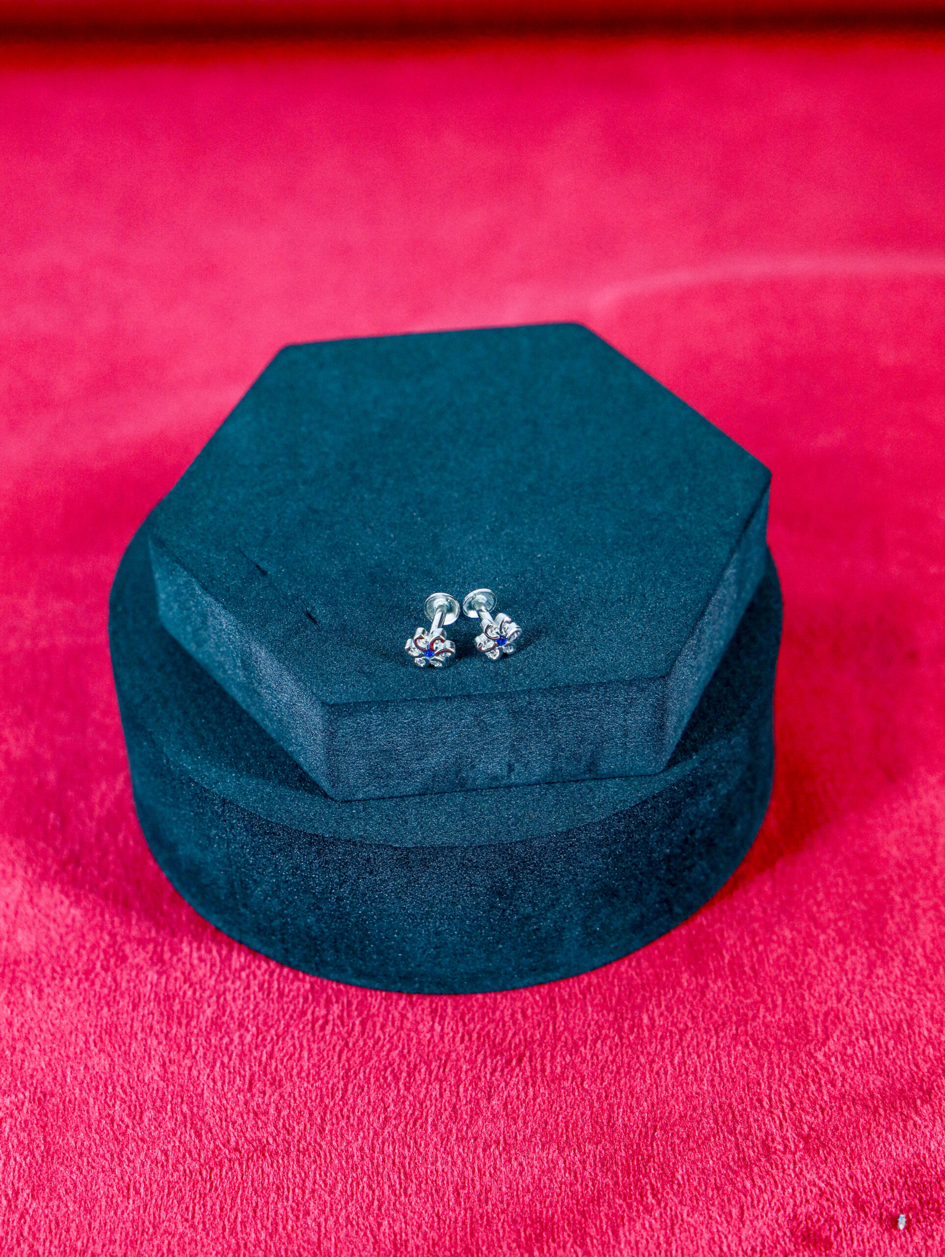 Blue Floral Enamel Studs